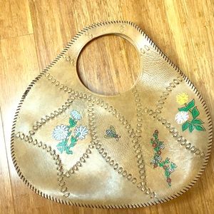 60s hippy painted leather handbag
